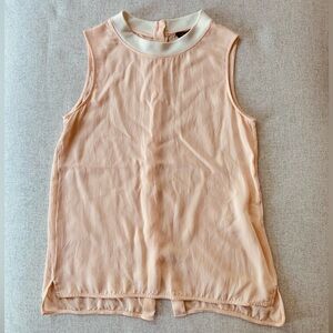 Theory Silk Pink Sleeveless Blouse with Mandarin Collar